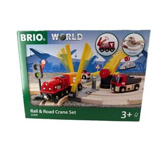 BRIO Rail & Road Crane Set Wooden Tracks and Vehicles 3yr+